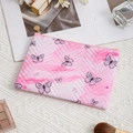 Pink butterfly print cosmetic bag with chevron quilting and golden zipper detail - Pink White Butterfly / Large (21x15.5cm)