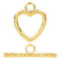 Cierre OT de corazón en acero inoxidable 304 dorado con superficie texturizada para joyas - Oro de 18K / Martillado / Dorado
