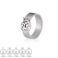 Hip hop titanium steel ring with lotus flower charm pendant and size measurement chart - US 7 / Steel
