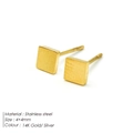 Pendientes cuadrados minimalistas de acero inoxidable bañados en oro 14K, 4x4mm - Cuadrado (YE14811)