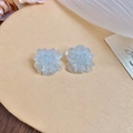 Sparkling light blue flower earrings with silver glitter finish and petal layers - Light Blue Transparent Glitter Flower (27#)