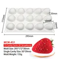 15-cavity 3D strawberry silicone mold for mousse cakes, size 295x172x30mm - 15 Cavity Semi-3D Strawberry MCM-451