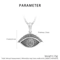 Retro boze oog hanger van roestvrij staal met vintage stippenpatroon, 44x31mm - Oog Hanger (KP100585-KJX) / Alleen Hanger