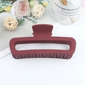 Dark red matte leopard print hollow square hair claw clip on white surface - XP Wine Red
