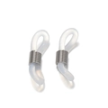 Witte siliconen brilketting connectoren met zilverkleurige metalen veren - Wit / Zilveren Metalen Ring