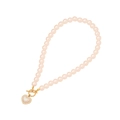 Roze parelketting met hartvormige hanger van roze parelmoer en fijne kleine kristallen - Roze Parel Hart Hanger Ketting (1#项链)