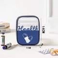 Portable navy blue Oxford cloth first aid kit medical organizer bag with Health logo - Small / Transparent Blue