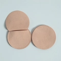Round microfiber jewelry pouch in nude beige with flap closure and soft suede texture - 7*7cm / Nude Pink
