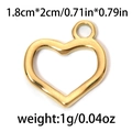 Hollow heart-shaped 304 stainless steel pendant in gold finish with size and weight info - TP0764-Gold-1.8x2cm