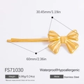 Barrette nœud en acier inoxydable doré avec dimensions 60mm et caractéristiques - Pince à Cheveux Nœud en Métal Doré (FS71030)