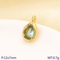 Gold teardrop pendant with light blue faceted gemstone, 12x7mm stainless steel charm - Light Blue Style (KLJ10211-ZLA)