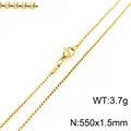 Golden 18K plated stainless steel box chain necklace with lobster clasp, 550x1.5mm - Gold 550mm x 1.5mm