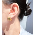 Minimalist gold wide hoop C-shaped earrings with a polished mirror finish for women - Gold