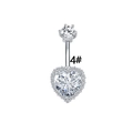 Macro shot of silver heart-shaped belly button ring with zirconia inlay and 4# code - Style 4