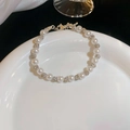 Elegant pearl bracelet featuring sparkling rhinestone beads and a silver clasp - 71# Bracelet - Silver - White