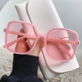 Pink oversized square sunglasses with translucent resin frame and leather case - Jelly Pink Frame Gradient Pink