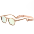 Beige baby sunglasses with round green lenses and adjustable elastic strap for toddlers - Orange Frame Gold Mirrored Lens (Free Anti-drop Strap)