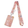 Pink floral lanyard set with matching ID card holder and silver metal lobster clasp - NR3030 Pink Floral Card Holder Set