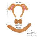 3-piece brown puppy costume set with dog ear headband, bow tie, and long plush tail - Khaki / 3-Piece Set