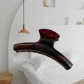 Large 15cm tortoise shell claw clip floating in a minimalist neutral bedroom setting - Butterfly Back Style / Extra Large (Approx. 15cm) / Shiny Tortoiseshell