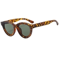 Occhiali da sole ovali classici leopardati con lenti verde scuro e spessa montatura retrò - Verde Tartaruga