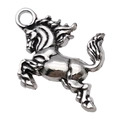 Running horse alloy charm pendant with jump ring in silver finish for DIY jewelry making - Animal Horse (18647)