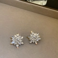 Elegant silver flower stud earrings with sparkling snowflake-shaped crystals for women - 3# Eco-friendly Steel Pin Rhinestone Snowflake Stud Earrings