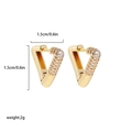 Orecchini a cerchio triangolari in oro 18K con zirconi, design a cuore minimalista da 1,5cm - Zircone a Triangolo / Oro