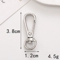 Polished zinc alloy spring hook with swivel ring showing 3.8cm length and 1.2cm width - Flat Clasp / Large / Silver