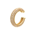 Close-up of C-shaped 18K gold plated ear cuff with sparkling pavé cubic zirconia - Gold White Zirconia 1PC