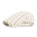 Casquette plate à rayures beige style british avec broderie et boucle réglable - Rayures kaki