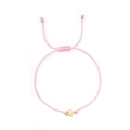 Rosa geflochtenes Armband mit poliertem goldenem Sternanhänger und Schiebeverschluss - Rosa