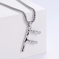 Detailed view of silver liquid metal texture on letter F pendant with box chain necklace - Letter F (Pendant Only)
