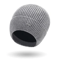 Winter knitted beanie in grey with fleece lining and metal Sport tag for men - Hat Only / Light Gray