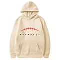 Beigefarbener Oversize-Hoodie mit Football-Print, Kängurutasche und Bündchen - S / Oberteile / Beige
