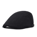Gorra clásica negra con tejido texturizado y hebilla de metal plateado ajustable - Negro