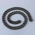 Collar de cadena cubana plana negra de 15mm para hombre con cierre de langosta - Negro / 60CM