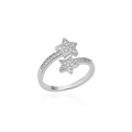 Silver shooting star open ring with sparkling pavé cubic zirconia accents - Adjustable Open / Silver Meteor Inlaid Style (P3014358)