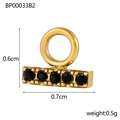 Golden jewelry pendant with five black round gemstones, 0.7cm x 0.6cm dimensions - T-Bar Black Stone (BP00033B2)