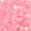 Translucent pink 5mm glass square beads with iridescent finish for DIY jewelry - 5mm 10g/Pack Approx 50pcs / Pink