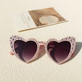 Occhiali da sole per bambini a forma di cuore rosa con strass scintillanti - Rosa