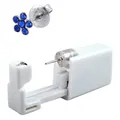 Disposable ear piercing gun with 6mm blue flower rhinestone earring in 316L steel - 51-668 (Silver Blue Zirconia Flower)