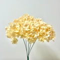 Five-head bunch of light yellow artificial hydrangea flowers with realistic green stems - Champagne
