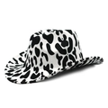 Close-up of cow print felt fabric on a western cowboy hat with black and white spots - M(56-58cm) / Cow Print