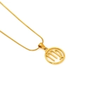 Gold plated stainless steel necklace featuring a hollow round Virgo zodiac sign pendant - Virgo