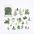 Botanical PET sticker set with 60 realistic green leaves for DIY scrapbooking decor - Listening to Leaves