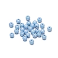 Detailed view of round blue acrylic beads with holes for DIY phone chain jewelry - Sky Blue