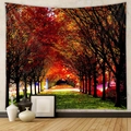 Detail of autumn forest path tapestry with vibrant orange leaves for home wall decor - Brushed Fabric / 73X95CM / GT330088 (落叶小径)
