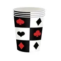 Disposable paper cups set with classic poker card suits and black and white checkered pattern - Checkerboard Paper Cups / Set of 24