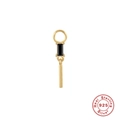 Minimalistische 925 Silber vergoldete Ohrring-Anhänger mit schwarzem rechteckigem Edelstein - Gold Schwarzer Quadratischer Stab (#43)